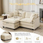 SoarFlash 77.95" Chenille L Shaped Modular Sofa with Ottoman,Beige