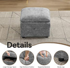 27" Large Square Ottoman with Storage, Modern Upholstered Footrest with Anti-Slip Legs for Couch Coffee Table Living Room, Bedroom, Entryway, Chenille Light Grey