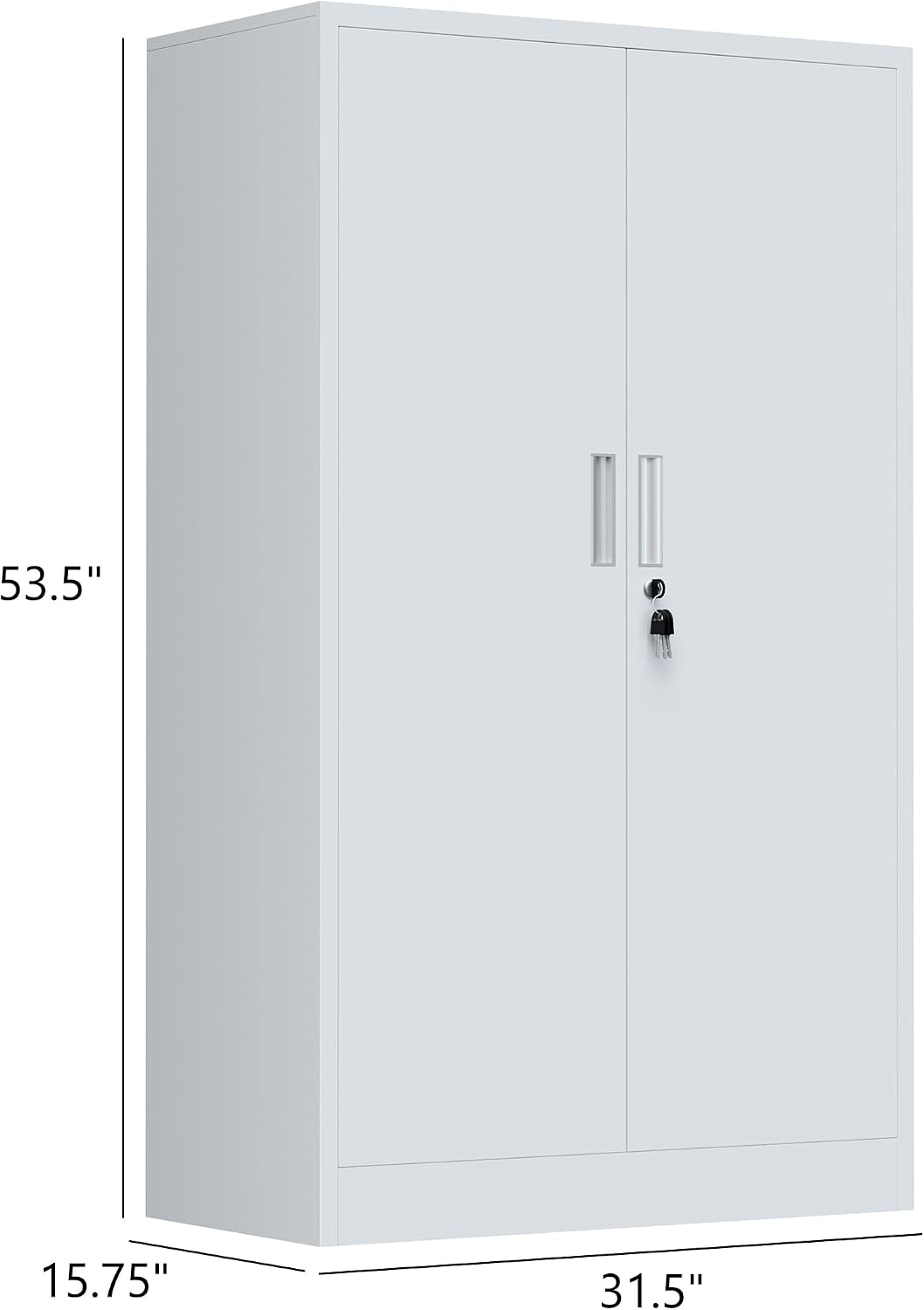 iJINGUR Metal Storage Cabinet with Locking Doors and Adjustable Shelves, 53.5-Inch Tall Lockable Storage Cabinets for Home Office Garage Kitchen Pantry (White)