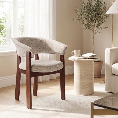 COLAMY Fully Assembled Upholstered Dining Chair Set of 4,Solid Red Oak Wood Kitchen Side Chair, No Assembly Required Modern Farmhouse Dining Room Accent Seating, Single Pack,4 Boxes