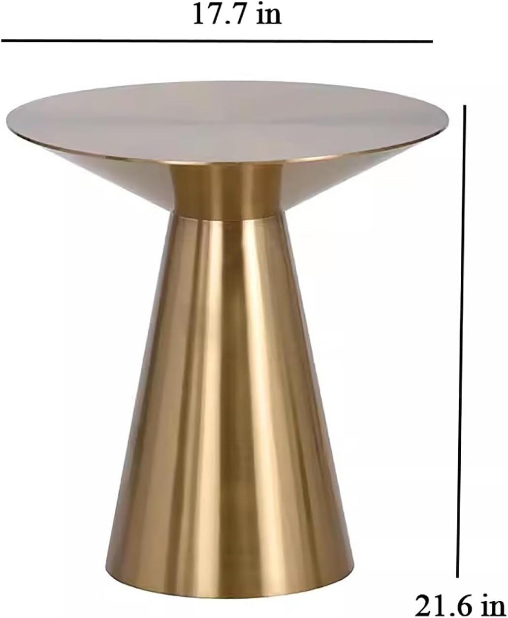 Modern Coffee Table Metal Tea Table,Luxury Sofa Side Table Corner Table,Round Pedestal Tea Table End Table for Living Room Bedroom(17.71" W x 21.65" H, Gold)