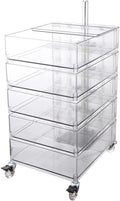 End Table with Storage and Wheels Plastic Side Cabinet Storage Cart Bedside Table Side Tables for Living Room Kitchen Long-Lasting(Clear)