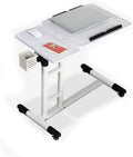 LJYT Movable Table,Sofa Side Table Rotating Mobile End Table, Adjustable Desks Laptop Desk Bedside Table, Lazy Tray Bed Side Table, Multi-Functional Study Desk, Lifting and Moving (Color : White)