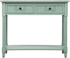 Knocbel Antique Entry Console Table with Drawers & Bottom Open Shelf, Wood Sofa Tables for Entryway Hallway Living Room, 35.43" W x 13.8" D x 30.25" H, Retro Blue