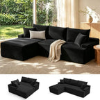 Mangodan Cloud Sectional Sofa, Couch for Living Room, Black | L Shaped Modular, Left Facing Chaise, Deep Seat & Back Support, Kid & Pet Friendly, Fits Apartment and Living Room