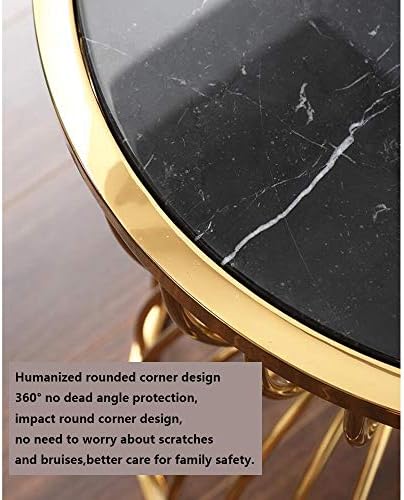 Telephone Table, Marble Round Metal Side Table,Living Room Sofa Side Table,Telephone Table,Hourglass Shape,for Living Room,Champagne Gold (Color:Champagne Gold,Size:19.68