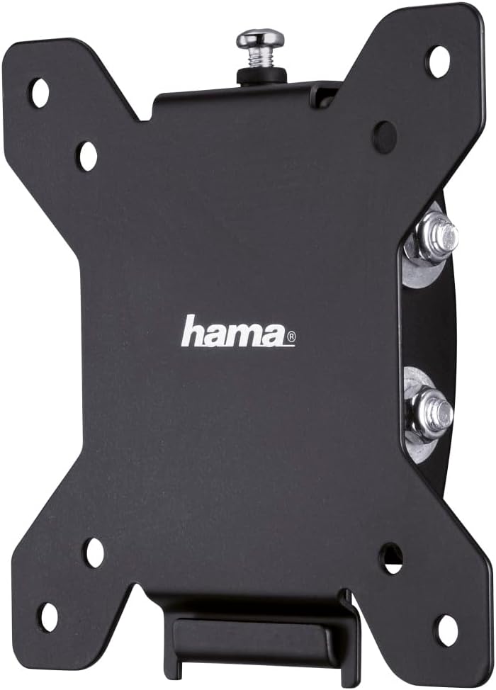 Hama Tilting TV Wall Mount, TV Bracket (TV 10 to 26 inches, 66 cm and 30 kg Max, Perfect for Amazon Echo Show 15, Tilt + 10°/- 15°, VESA 100 x 100 Max, Fisher & Jig Pegs) with 10-Year Guarantee, Black