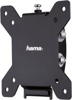 Hama Tilting TV Wall Mount, TV Bracket (TV 10 to 26 inches, 66 cm and 30 kg Max, Perfect for Amazon Echo Show 15, Tilt + 10°/- 15°, VESA 100 x 100 Max, Fisher & Jig Pegs) with 10-Year Guarantee, Black