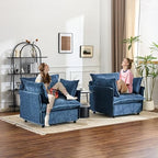 VINGLI 34" Width Oversized Accent Chairs Set of 2, Navy Sofa Reading Chair Upholstered Armchair Soft Chenille Fabric Living Room Chairs Sofa for Bedroom, Home Office, Play Room