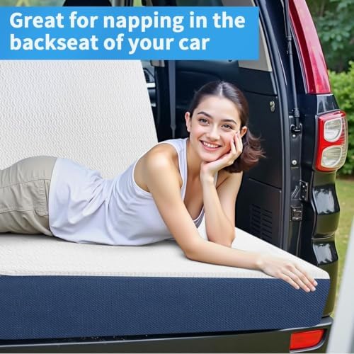 CYMULA Folding Mattress Twin, 6 Inch Memory Foam Tri-Fold Floor Bed and Futon,Twin Topper with Breathable & Washable Cover,Foldable Mattress for Guest Bed, Office Nap,Camping,White，38"x75" 6"