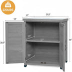 31" Weatherproof Small Storage Cabinet, Storage Cabinets with Hemlock Wood, Tool Cabinet with Magnetic Door for Patio & Garage, Gray
