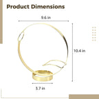 Metal Tabletop Wine Rack, Freestanding Decorative Wine Bottle Holder with Circle Design, Gold Wine Rack Countertop Wine Bottle Stand, 10.4 x 9.6 x 3.7 in