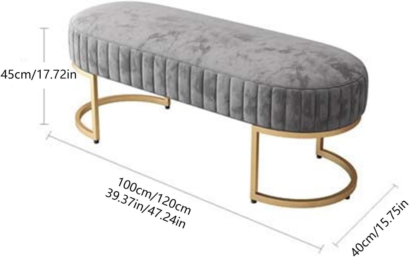 Modern Elegant Velvet Entryway Bench, Upholstered Tufted Bedroom End of Bed Ottoman with Gold Legs, for Living Room Foyer Entryway(Blue,120 * 40 * 45cm)