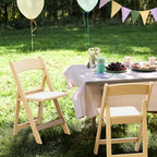 VINGLI Resin Folding Chairs with Cushion, Foldable Plastic Chair with Comfortable Padded Seats, Perfect for Event Party Indoor Outdoor, Natural, 1 PC