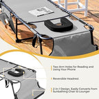 Yaheetech 26.4" Tanning Chair with Face Hole, 5-Position Adjustable, Gray | 600D Texteline fabric, 300 lb capacity, foldable tanning chair w/ face hole for outdoor beach patio lawn face-down sunbathing