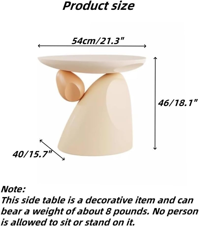 Resin Side Table, Stone Side Table Decoration, Small Bedside Table, Multifunctional Coffee Table, Suitable for Living Room, Bedroom(Brown)