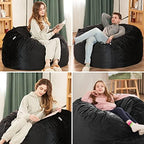 HABUTWAY Bean Bag Chair 3Ft Luxurious Velvet Ultra Soft Fur with High Rebound Memory Foam Bean Bag Chairs for Adults Plush Lazy Sofa with Fluffy Sponge 3' (Black New)