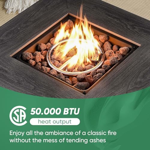 Belord Patio Furniture Set with Fire Pit Table,8 Piece Wicker Outdoor Furniture Set, Swivel Rocker Chairs with Ottomans and Sectional Couch, All Weather Patio Conversation Set,Brown Wicker/Gray