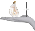 Old World Christmas Oyster with Pearl Glass Blown Ornament for Christmas Tree, Handcrafted Holiday Decoration, Seashell Collection