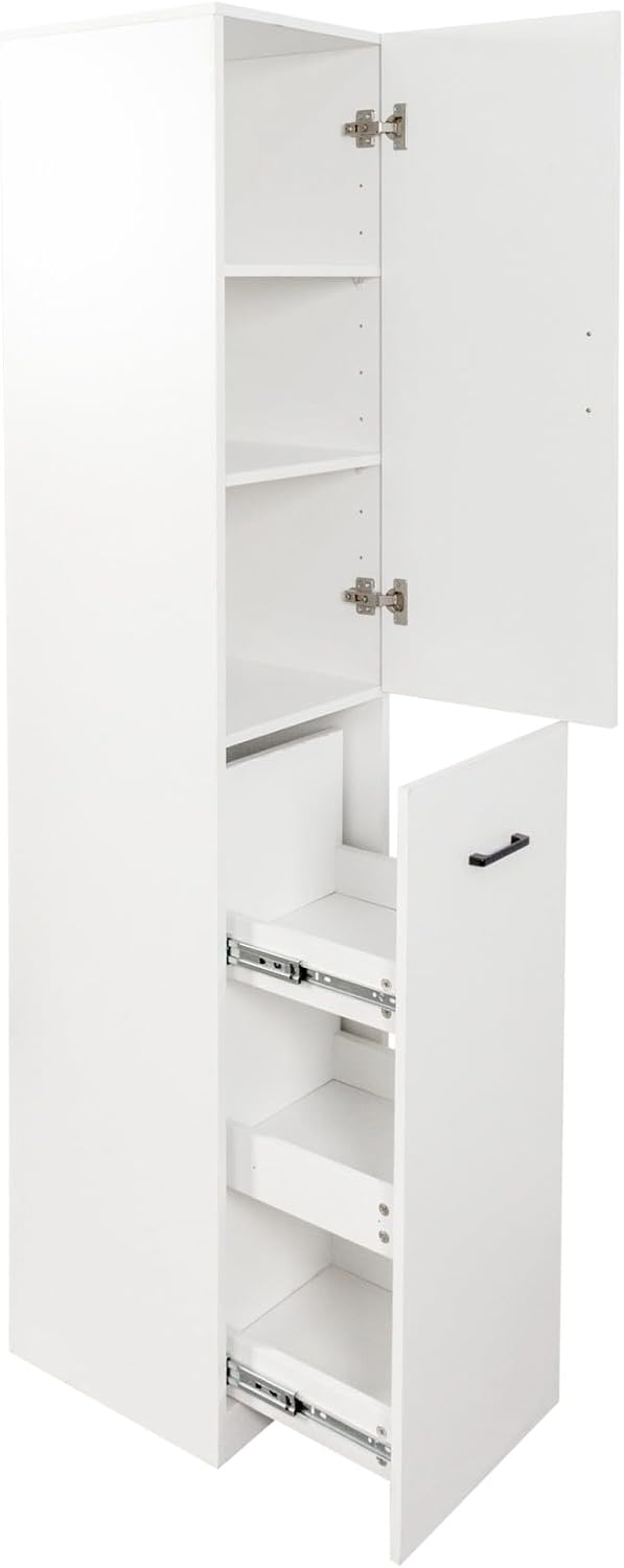 KEIKI Pull-Out Kitchen Pantry Storage Cabinet with Multi-Tier Shelf, Spice Rack Next to Fridge, Freestanding Wood Cabinet Hutch Food Pantries Cupboard for Dining Room, Narrow Spaces