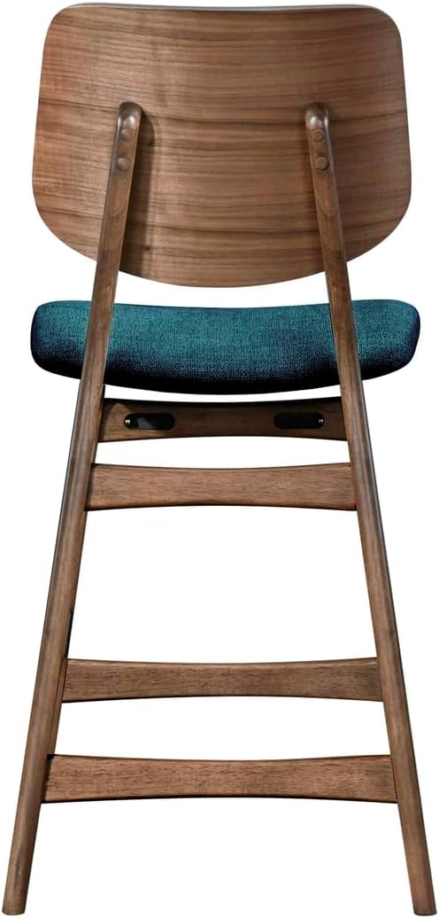 New Classic Furniture Oscar Wood Counter Chair with Teal Cushion (Set of 4), Walnut