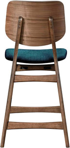 New Classic Furniture Oscar Wood Counter Chair with Teal Cushion (Set of 4), Walnut
