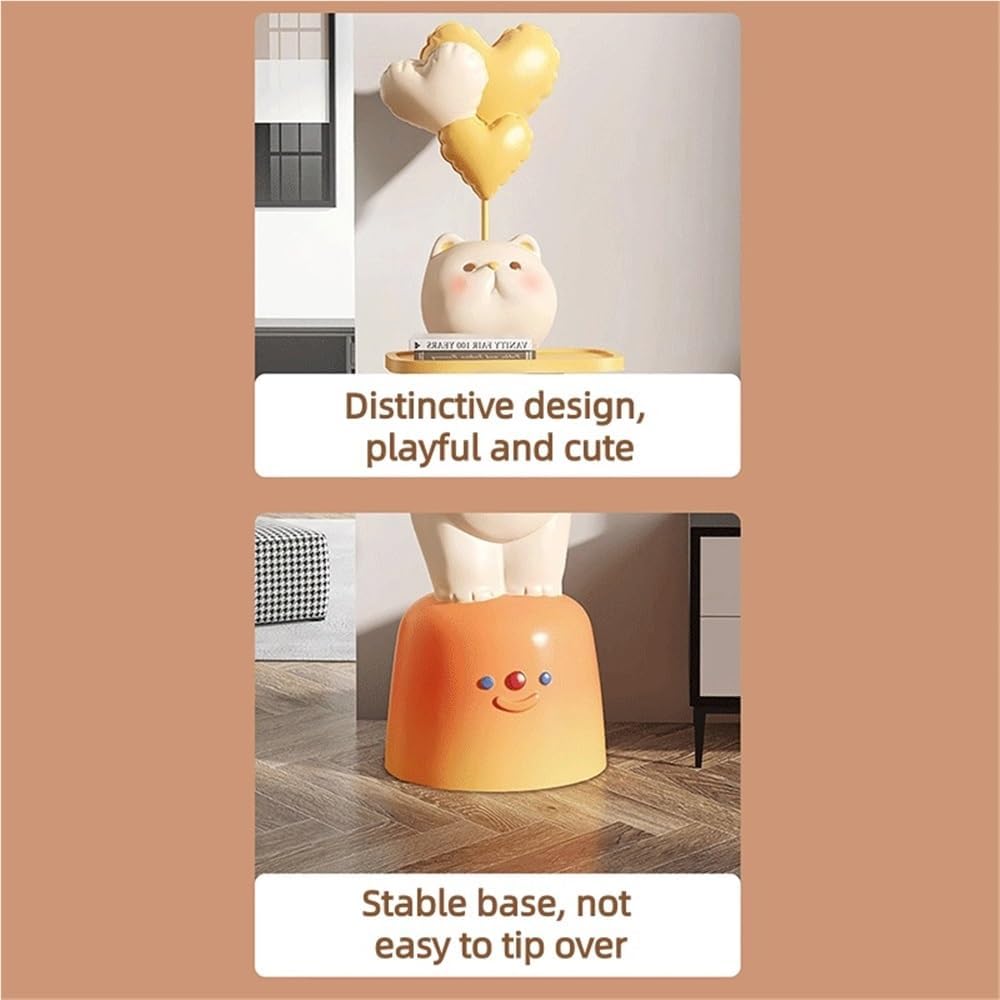 Adorable Cartoon Side Table with Tray, Resin Side Table with Balloons Decor and Base for Living Room, Bedroom, Requires Assembly