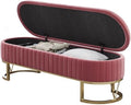 Modern Storage Bench Upholstered Bedside Stool with Metal Legs Modern for Living Room Entryway Entryway(Pink,Small)