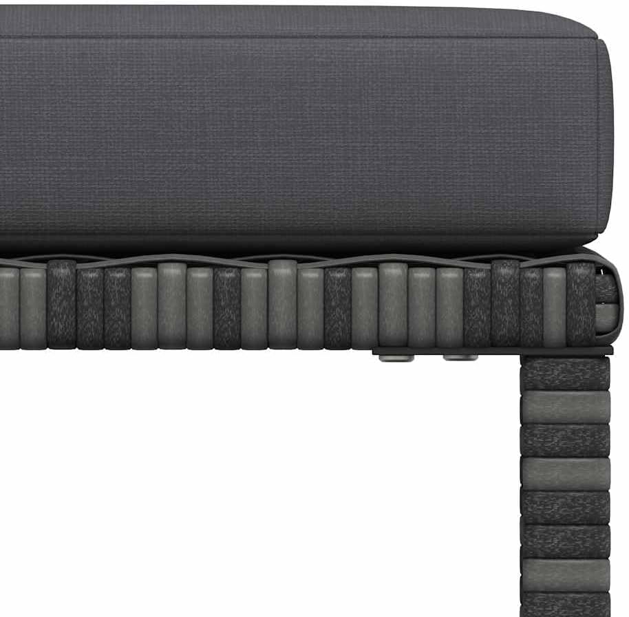 Sectional Patio Footrest, Outdoor Modular Ottoman Footstool with Thick Cushion, Gray PE Rattan Garden Lounge Furniture, Weather-Resistant Steel Frame Seat for Backyard Deck Poolside