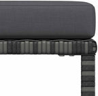 Sectional Patio Footrest, Outdoor Modular Ottoman Footstool with Thick Cushion, Gray PE Rattan Garden Lounge Furniture, Weather-Resistant Steel Frame Seat for Backyard Deck Poolside