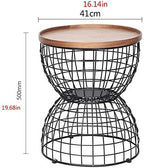 Telephone Table, Mobile Tray Sofa Side Table,Retro Solid Wood Telephone Desk,with Metal Storage Space,Diameter 16.14inch (Color:Walnut,Size:16.1416.1419.68in)