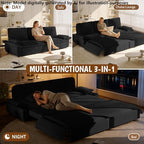 94.5" Pull Out Couch King Size, Futon Sofa Bed, 3-in-1 Convertible Sleeper Sofa Bed with Cushion Armrest, Modern Corduroy Loveseat Couches for Living Room, Small Space, Apartment, Black