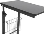 Adjustable Side Table, Modern Dual Shelves Rolling Side Table with 4 Brake Wheels, C-Shaped End Table Laptop Desk for Living Room Bedroom Dorms Office (Black)