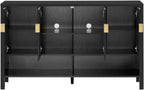 U_STYLE 55.1''Storage Sideboard with 4-Doors,Multi Functional Buffet with Open Shelf and 2-Tiers Adjustable Shelves,Modern Cabinet with Double Hooks,Suitable for Living Room, Hallway, Dining,Office.