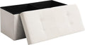 Storage Ottoman Bench Foldable Seat Footrest Shoe Bench End of Bed Storage with Flipping Lid, 75L Storage Space, 30 inches Velvet Cream