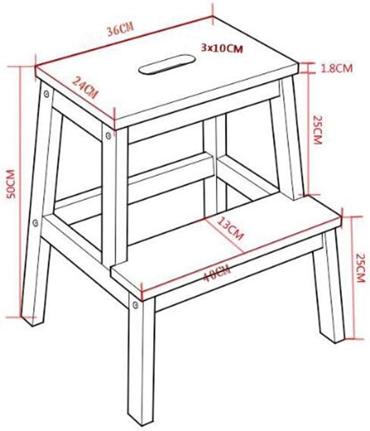 Footstool, 2-Step Stool Solid Wood Change The Shoe Bench Footstool, 9 Colors, 36x24x55CM,Purple