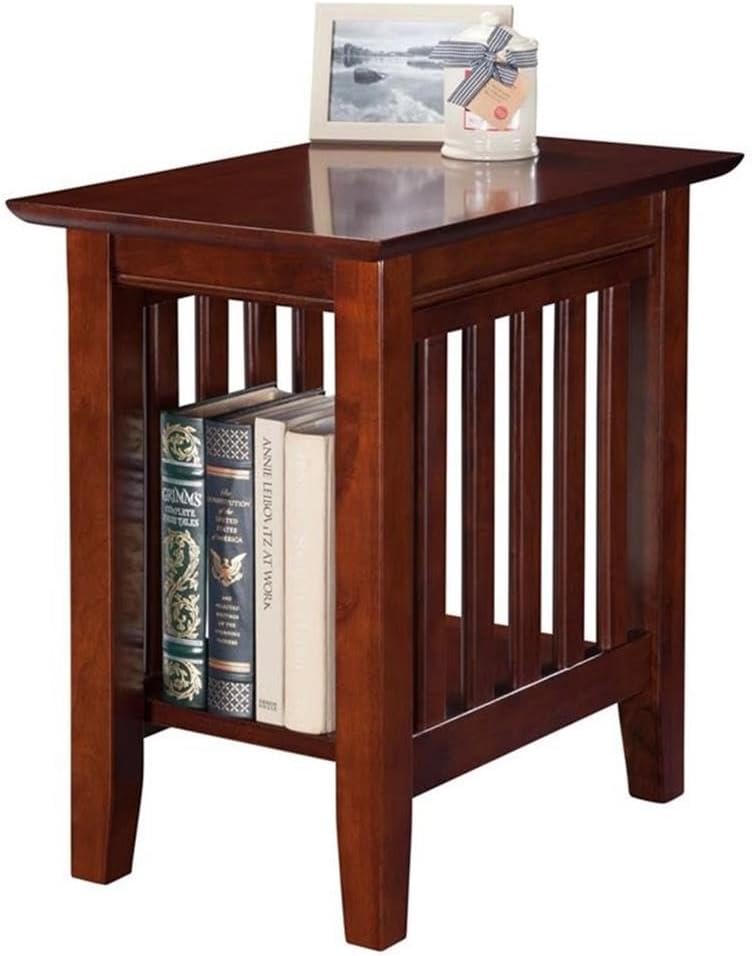 BOWERY HILL Solid Wood Chair Side Table, 22"x14"x22", Walnut Finish, Contemporary Style, Compact Design for Living Room, Bedroom, or Dorm