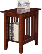 BOWERY HILL Solid Wood Chair Side Table, 22"x14"x22", Walnut Finish, Contemporary Style, Compact Design for Living Room, Bedroom, or Dorm