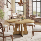 Tribesigns Farmhouse Dining Table, 47 Inch Round Dinner Table for 4, Rustic Round Dining Room Table for Home Dining Room Living Room (Natural)
