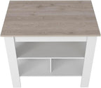 Kitchen Island with Three Shelves Light Gray/White Finish | Tabletop with silver nanoparticles protective film for hygiene