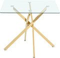 Square Glass Dining Table,Glass Dining Room Table with Metal Legs, Modern Glass Kitchen Table for Home, Kitchen, Dining Room