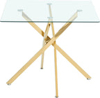 Square Glass Dining Table,Glass Dining Room Table with Metal Legs, Modern Glass Kitchen Table for Home, Kitchen, Dining Room
