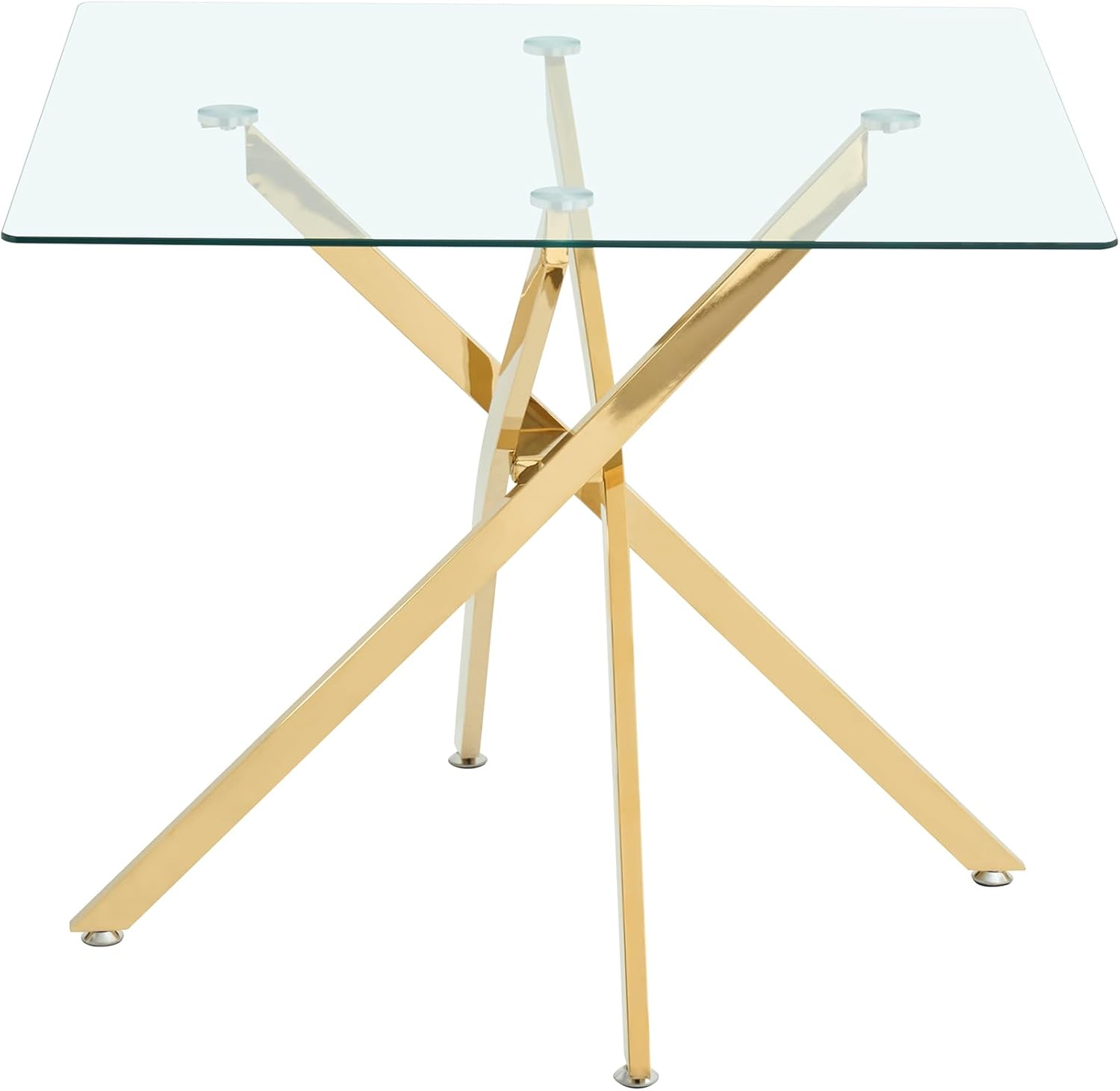 Square Glass Dining Table,Glass Dining Room Table with Metal Legs, Modern Glass Kitchen Table for Home, Kitchen, Dining Room