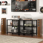 LELELINKY 3-Tier AV Media Player Stand, Stereo Cabinet, Modern Stereo Cabine,Game Console Shelf,Wooden TV Stand,Multifunctional Entertainment Center, Suitable for Home, Conference Room, Black