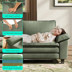 LINSY HOME 123'' Modular Sectional Sofa 3 Seat Couch Corduroy Cloud Couch with Deep Seat, Modern L-Shaped Cloud Couch with 1 Movable Ottoman for Living Room, Office, Bedroom, Green