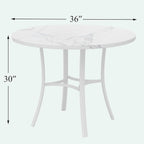 VECELO 36" Round Dining Table for 4, Faux Marble Dinette with Metal Frame for Kitchen, Apartment, Home, Space-Saving, White