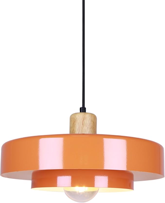Pendant Light Vintage Light Fixtures, Metal Pendant Lights Kitchen Island, Modern Chandelier Pendant Shade Orange Light Fixture for Bedroom Hotel Dining Room Living Room Kitchen