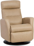 IMG Divani RG 325 Large Glider Relaxer Rocking Recliner Swivel Chair - Trend Sand Leather Manual Recline - Adjustable Headres