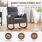 Yaheetech 28in Wide Padded High Back Glider Rocking Chair, Gray Polyester | High Back Nursing Chair with Side Pockets, Thick Foam Glider Chair, Rubberwood Base, Leisure Rocker for Living Room Bedroom