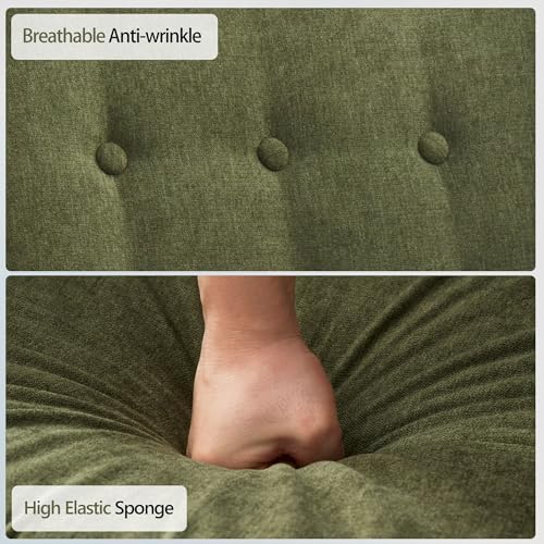 HUIMO Accent Chair for Living Room,Upholstered Button Fabic Armchair Chair | Mid Century Modern Tufted Armchair with Fabric,Comfy Arm Chairs for Club Living Room Reading Bedroom,Waiting Room Green
